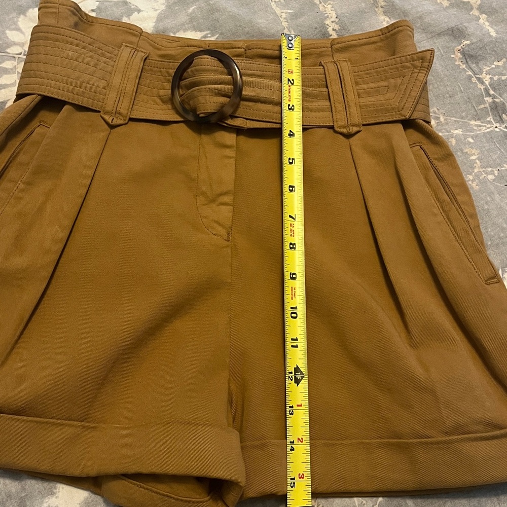 Sezane High Waist Tan Shorts with Belt - Picture 4 of 6